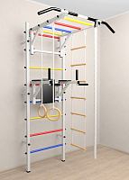 Шведская стенка Sv Sport 523 (Турник рукоход/Брусья/Канат/Кольца/Лестница) ( Белый) ( Разноцветные перекладины)
