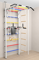 Шведская стенка Sv Sport враспор (Турник рукоход/Брусья/Канат/Кольца/Лестница)  (258-275 см) 723 ( Разноцветные перекладины)