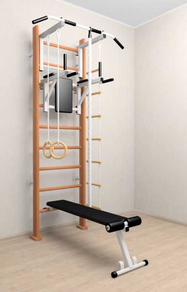 картинка Деревянная шведская стенка Sv Sport 906о (Турник стандарт/Брусья/Скамья/Канат/Кольца/Лестница) от магазина Лазалка