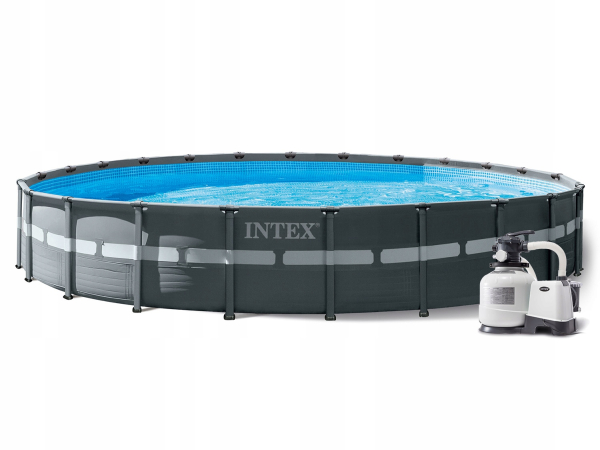 Каркасный бассейн Ultra Frame 732х132см, 47241л, песч.фил-нас. 10500л/ч, лестница, тент, подстилка, Intex, 26340