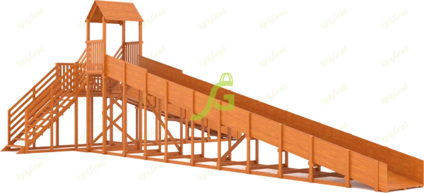 Зимняя деревянная горка "IgraGrad Snow Fox 12 м" с двумя скатами мод.2