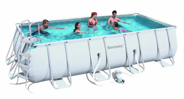 картинка Каркасный прямоугольный бассейн 549х274х122см, 14812л ,песоч.фил.-насос 3785л/ч, тент, лестница, Bestway, 56466/56256 BW от магазина Лазалка