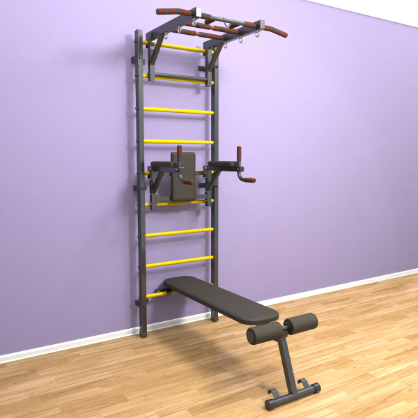 Шведская стенка «LittleSport» Graphite Long 3.0 желтые ступени