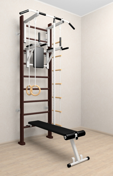 картинка Деревянная шведская стенка Sv Sport 906в (Турник стандарт/Брусья/Скамья/Канат/Кольца/Лестница) от магазина Лазалка