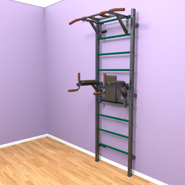 Шведская стенка «LittleSport» Graphite Pull-Up 2.0 зеленые ступени
