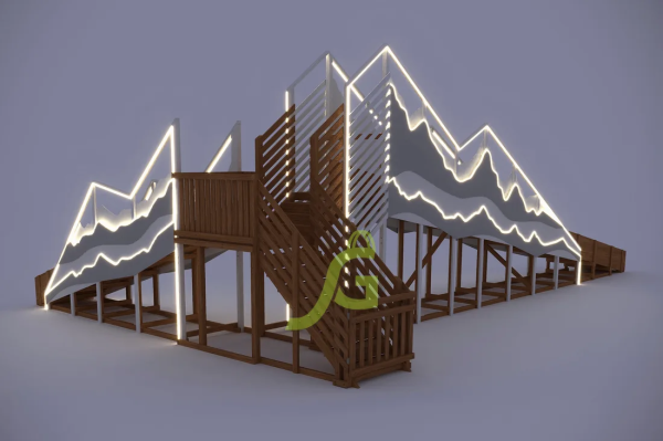 Зимняя деревянная горка "IgraGrad Snow Fox 12 м" с двумя скатами мод.5