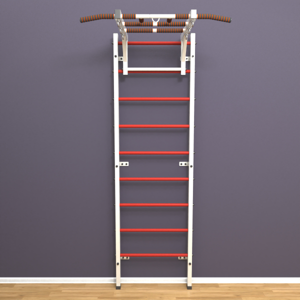 картинка Шведская стенка «LittleSport» White Long красные ступени от магазина Лазалка