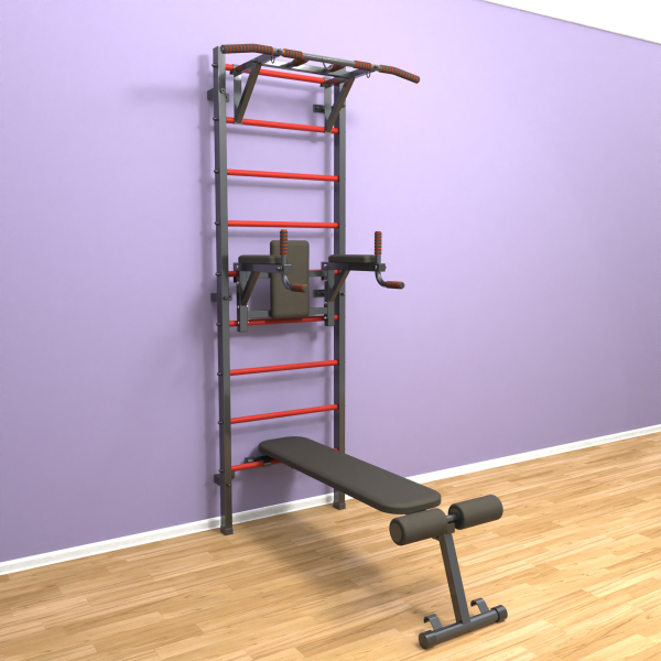 картинка Шведская стенка «LittleSport» Graphite Pull-Up 3.0 красные ступени от магазина Лазалка